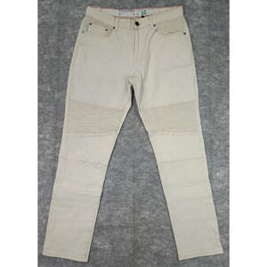 LRG Men's 32 True Tapered Cream Ribbed Moto Jeans Pants Streetwear